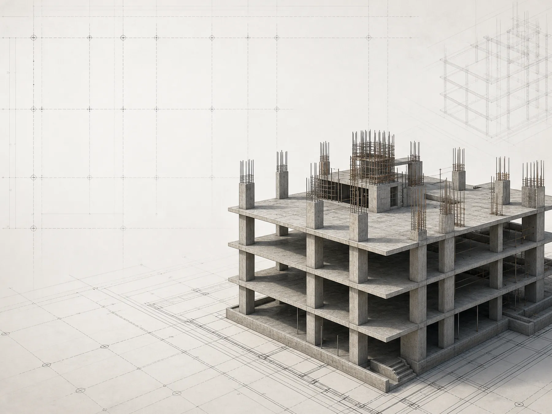 Maquette structurelle SPEEDMAT : plan de dalle et structure béton armé